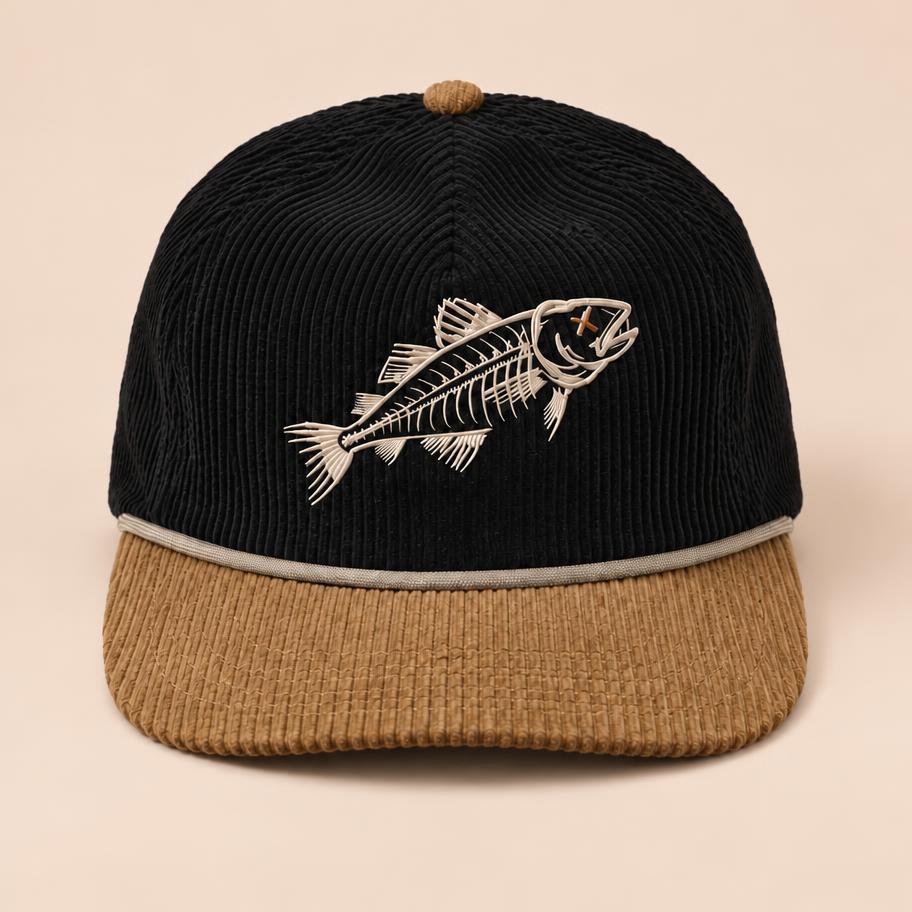 X-Eye Cod Corduroy Snapback in Black / Brown